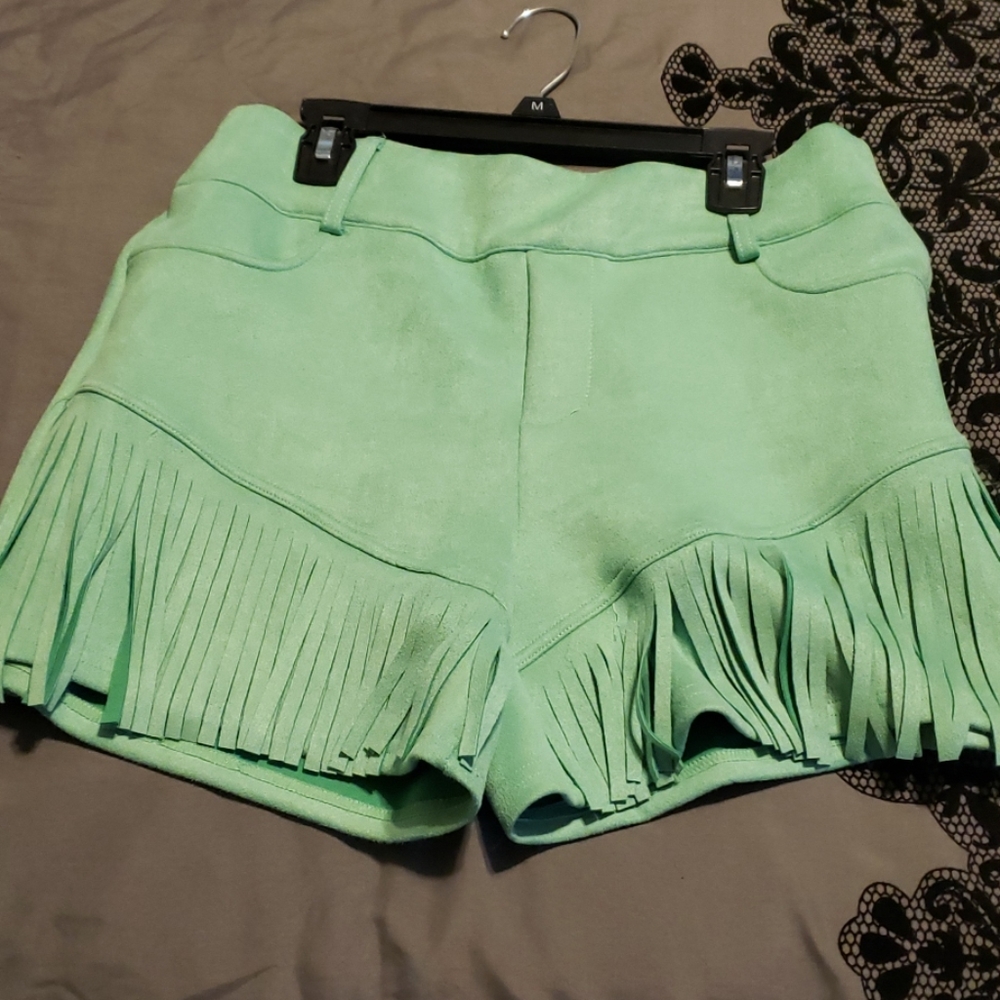 Mint Fringe shorts